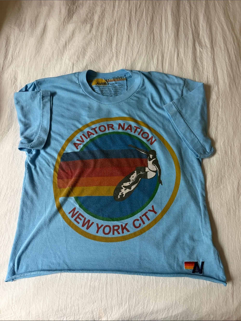 Aviator Nation NYC Surf Logo Boyfriend Tee Size XS